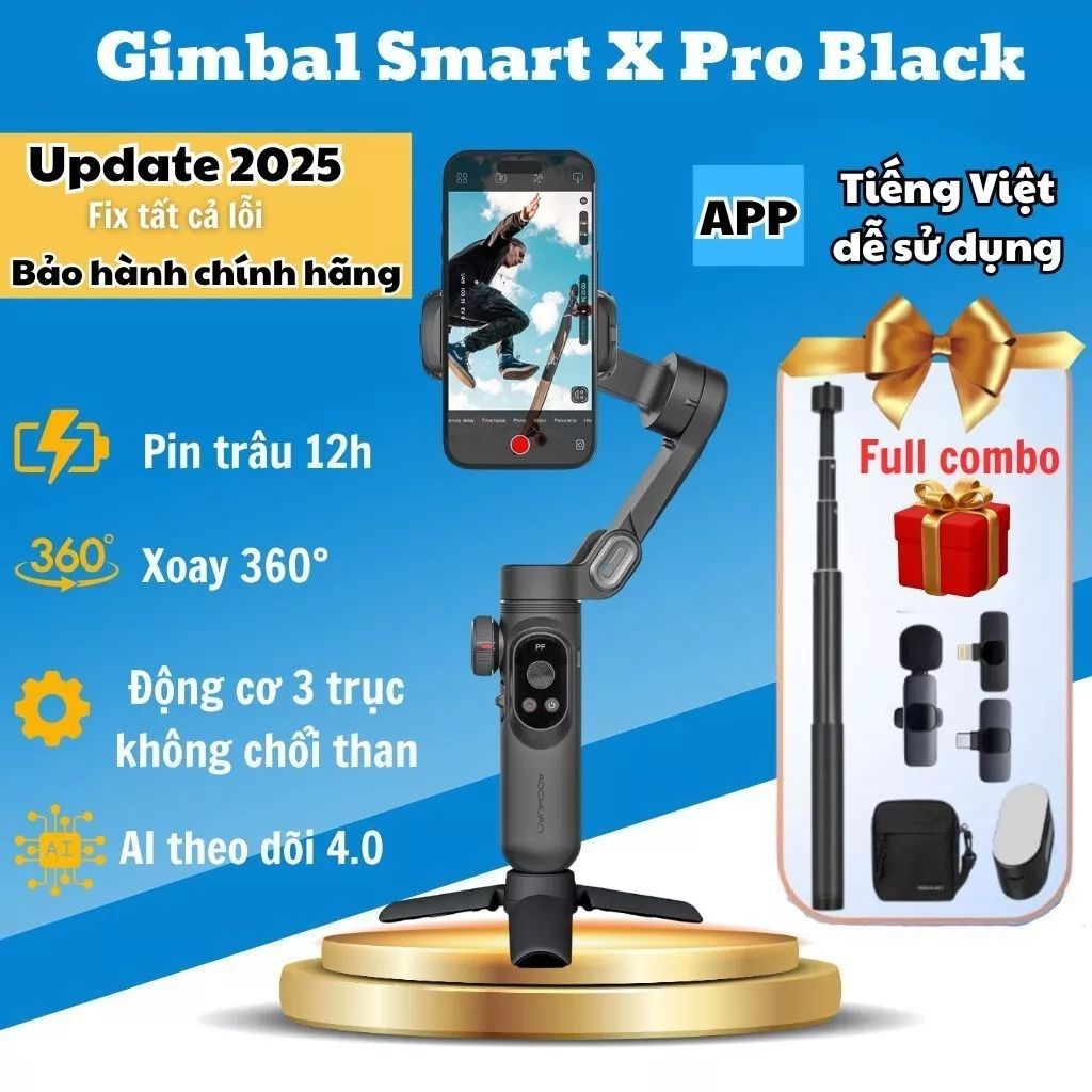 Gimbal điện thoại chống rung Smart X Pro nâng cấp 2025 chính hãng AOCHUAN