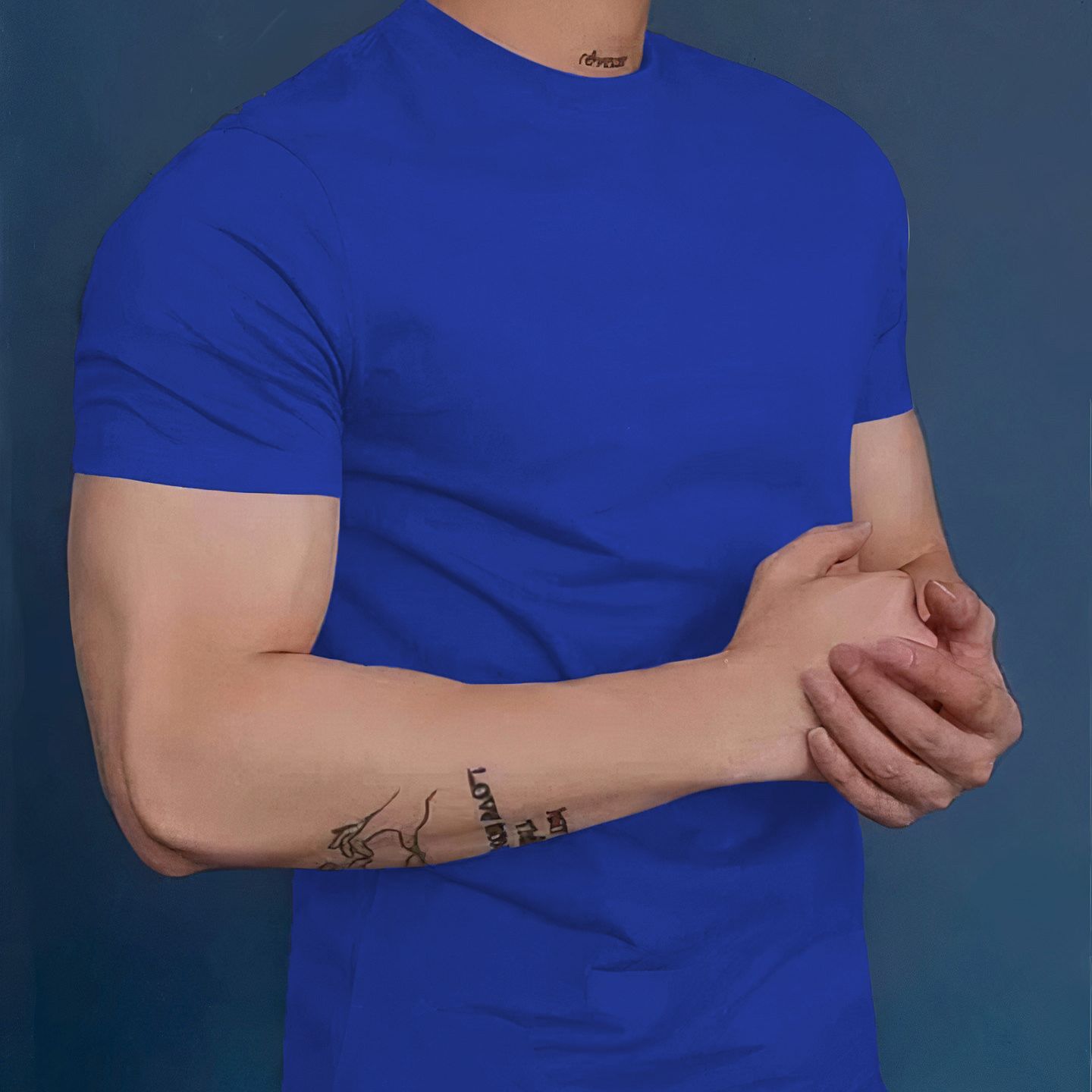 Round Neck T-Shirt for Men and Women, Plain Style, Short Sleeves, Thick 4-Way Stretch Cotton Fabric That Does Not Fade. - 4