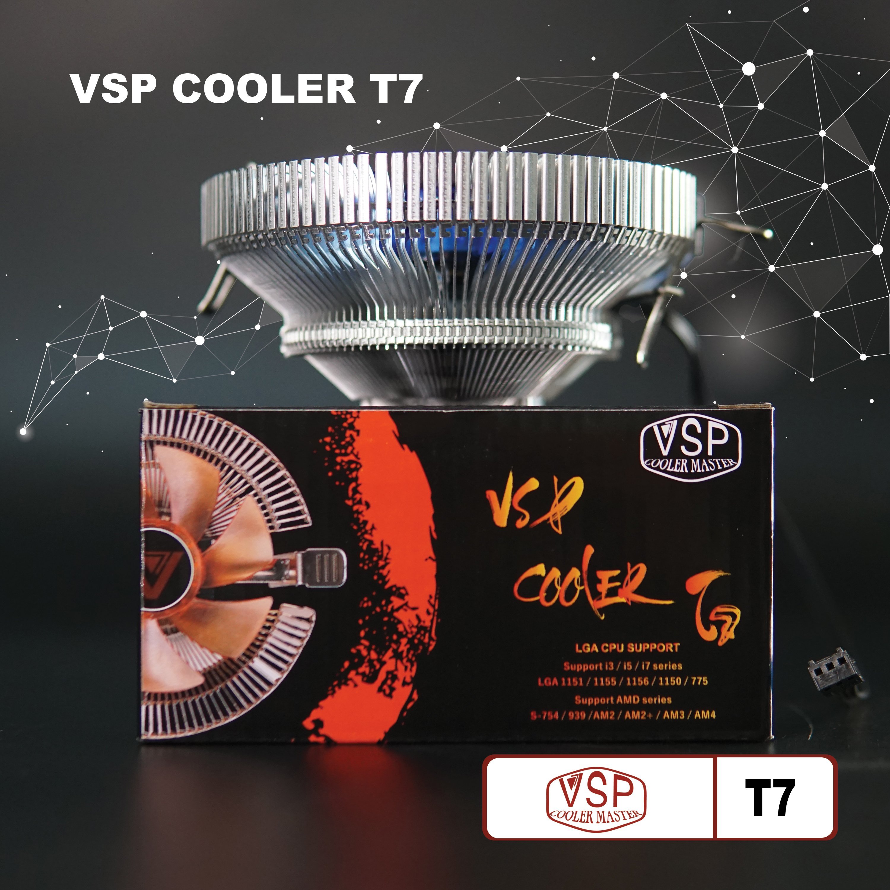Fan cpu vsp cooler master t7 led xanh