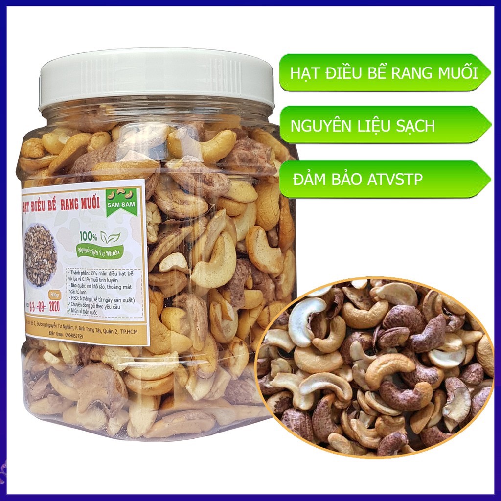 Hạt điều bể vỏ lụa rang muối 500g - hạt điều rang muối bình phước