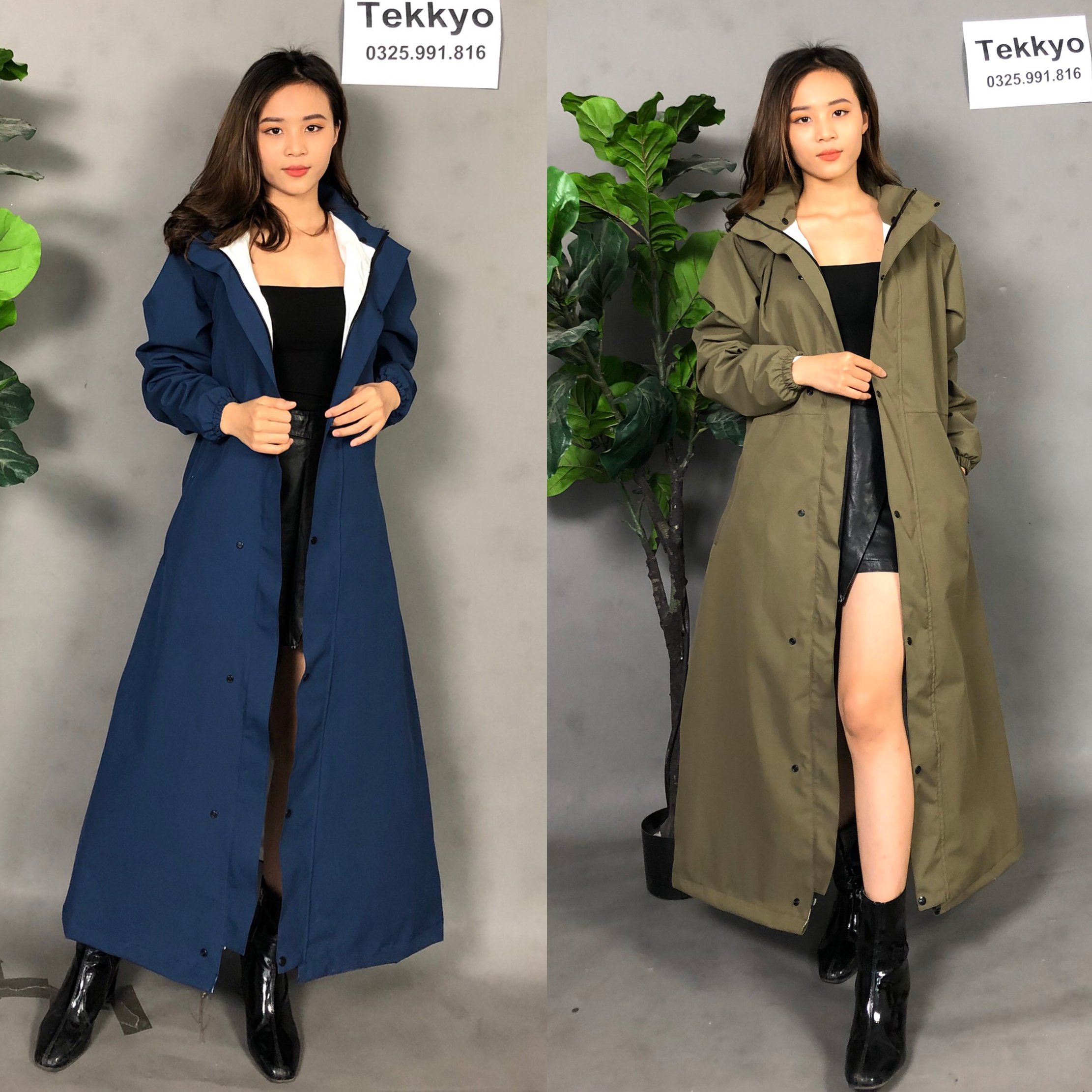💖 ÁO MƯA MĂNG TÔ 💖 áo mưa măng tô 2 dáng xẻ tà siêu đẹp lớp vải phủ PVC chống nước tuyệt đối
