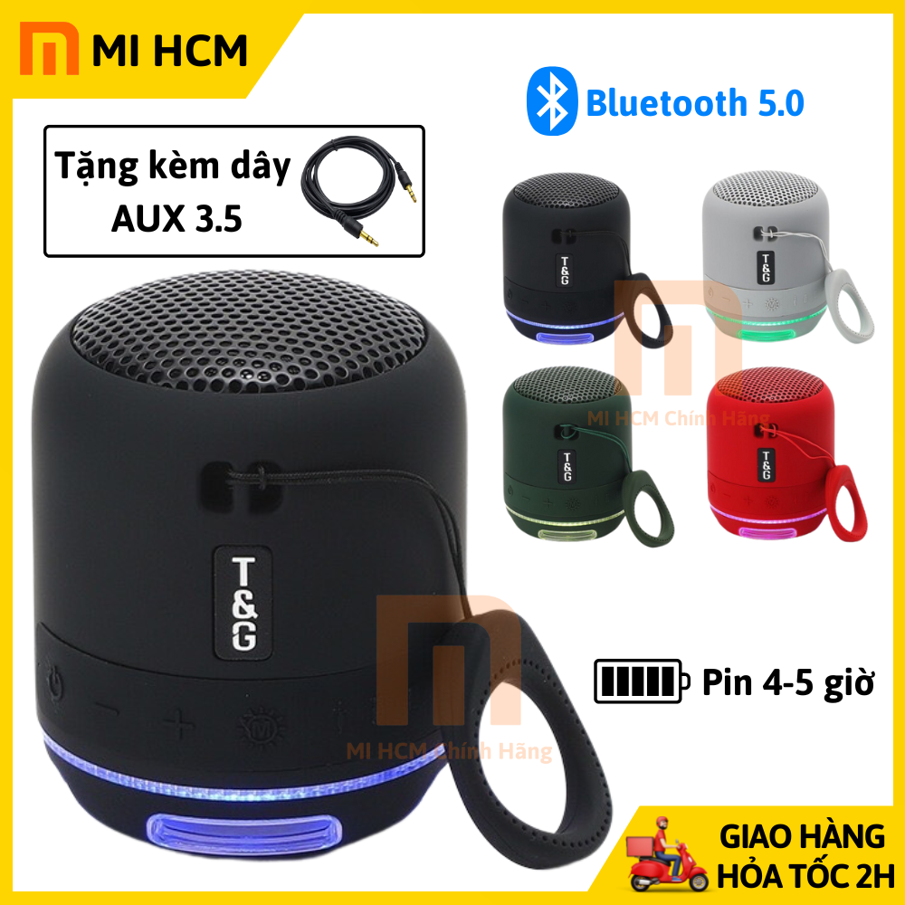 Loa bluetooth mini TG-294, Loa không dây nghe nhạc bass mạnh nhỏ gọn hỗ trợ thẻ nhớ TF USB AUX kêt nối laptop PC, Loa mini cầm tay tặng kèm jack AUX 3.5 chuyển đổi âm thanh
