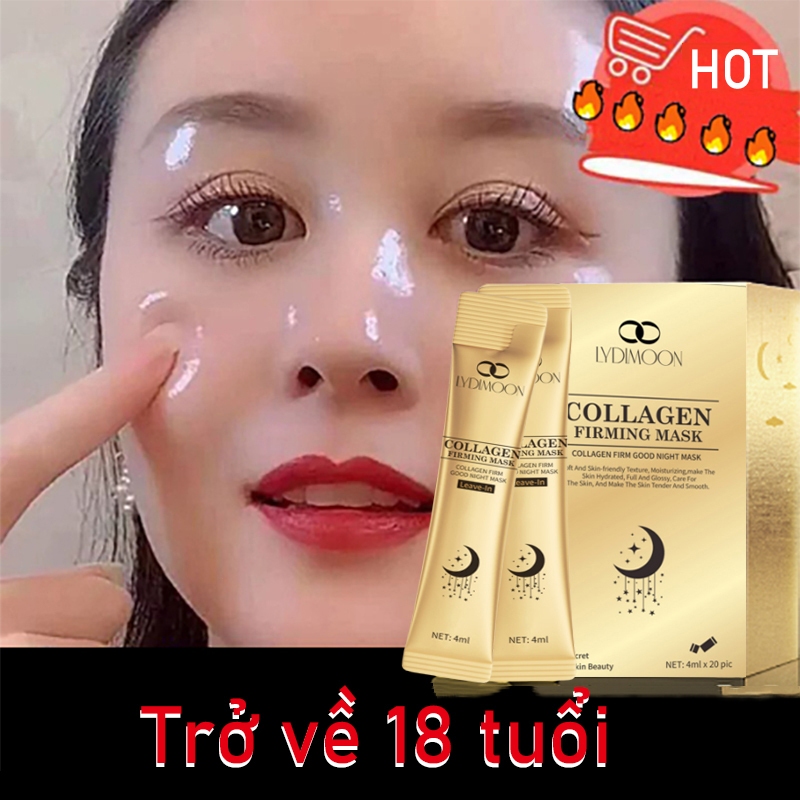 Mặt nạ ngủ đắp mặt nạ mặt nạ dưỡng ẩm Mask ngủ collagen,mặt nạ miễn rửa, 4ml*20pcs làm căng và mịn da cải thiện tình trạng xỉn màu Giữ ẩm