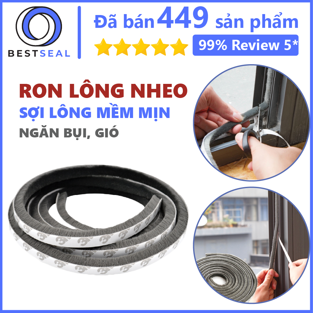 [HCM]Ron Sợi Lông Nheo Dán Khe Hở Khung Cửa Ngăn Bụi Côn Trùng - Gioăng Dán Cửa