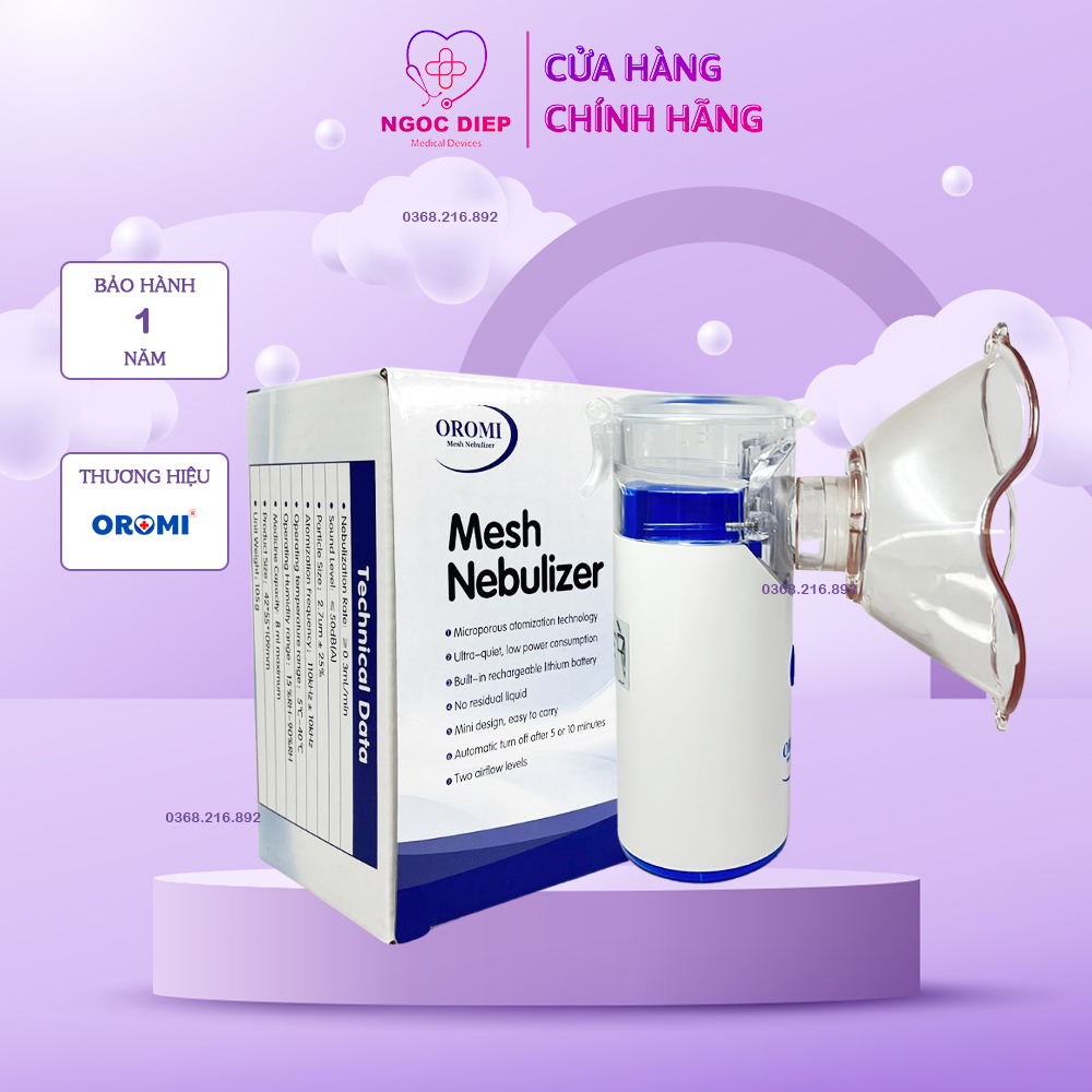 Máy xông khí dung siêu âm cầm tay cao cấp OROMI MY-125 - Máy xông mũi họng cầm tay - Bảo hành chính hãng 2 năm
