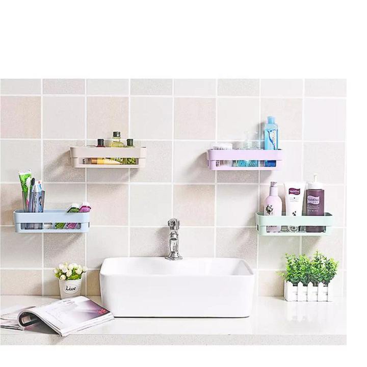 Khay kệ nhựa chữ nhật dán tường để đồ nhà bếp nhà tắm