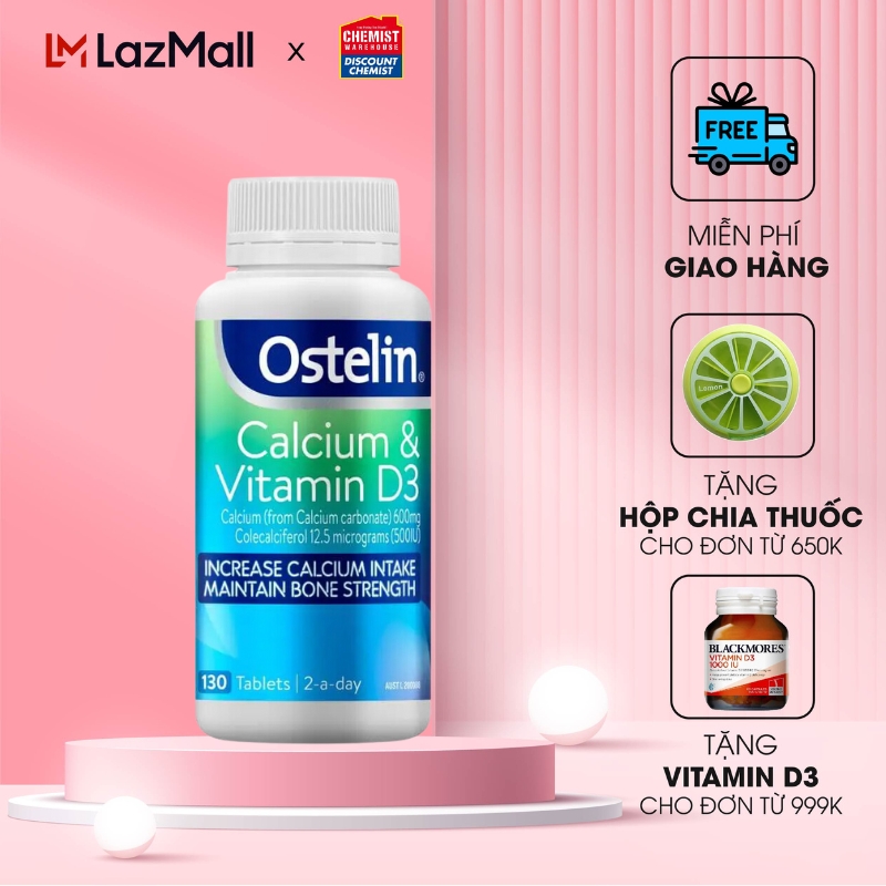 Viên uống Ostelin Calcium & Vitmin D3 130 viên cho mẹ bầu phòng ngừa loãng