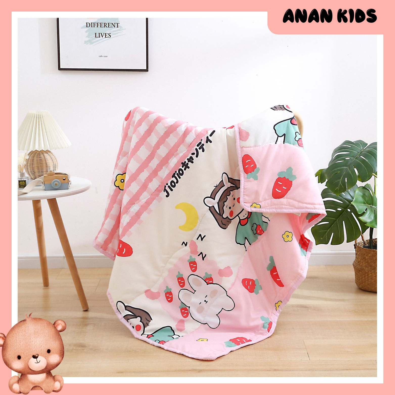 (HÀNG ĐẸP) Mền Chăn Đũi Hè Thu Chất Liệu Cotton 2 Mặt Trần Bông Hoạt Hình Mềm Mịn Cho Bé