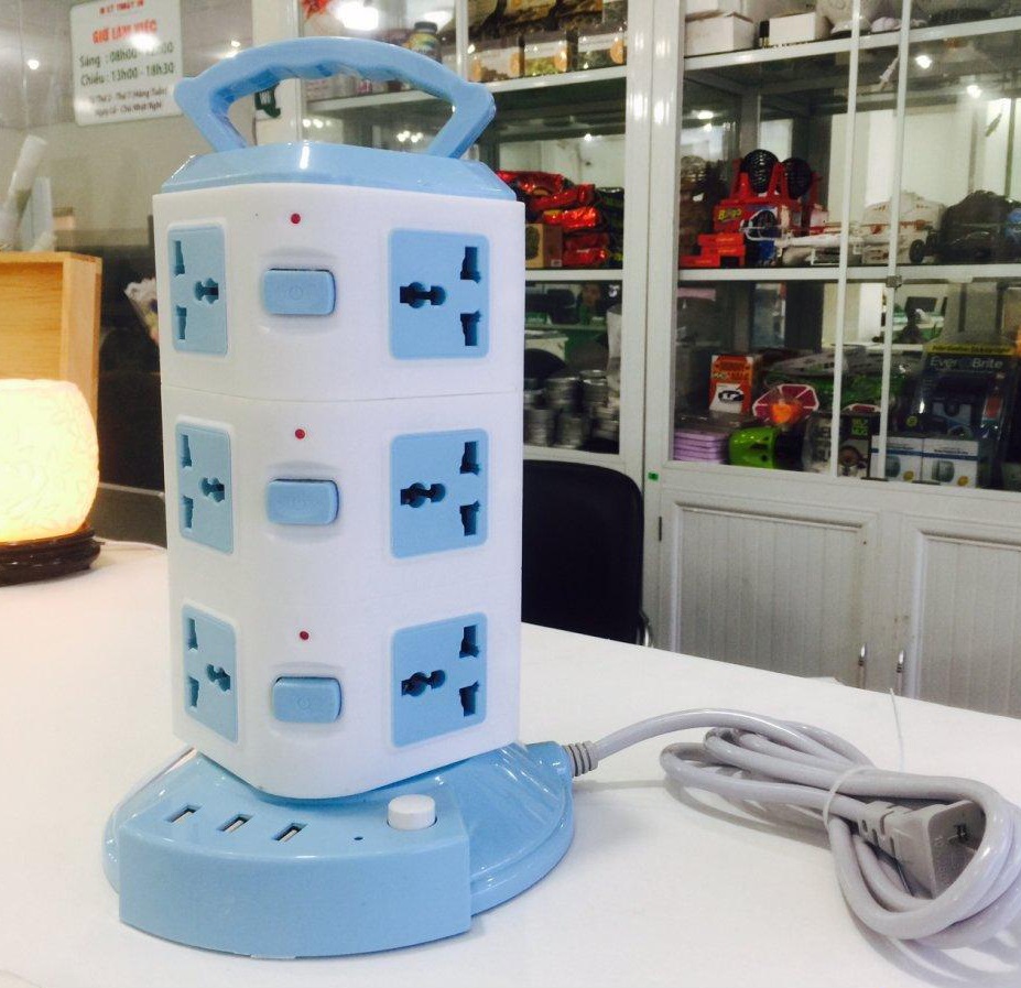 [BẢO HÀNH 6 THÁNG] Ổ cắm điện 3 tầng 2500W SUNTEK , Ổ cắm hình tháp đa năng tự ngắt khi quá tải siêu tiện lợi