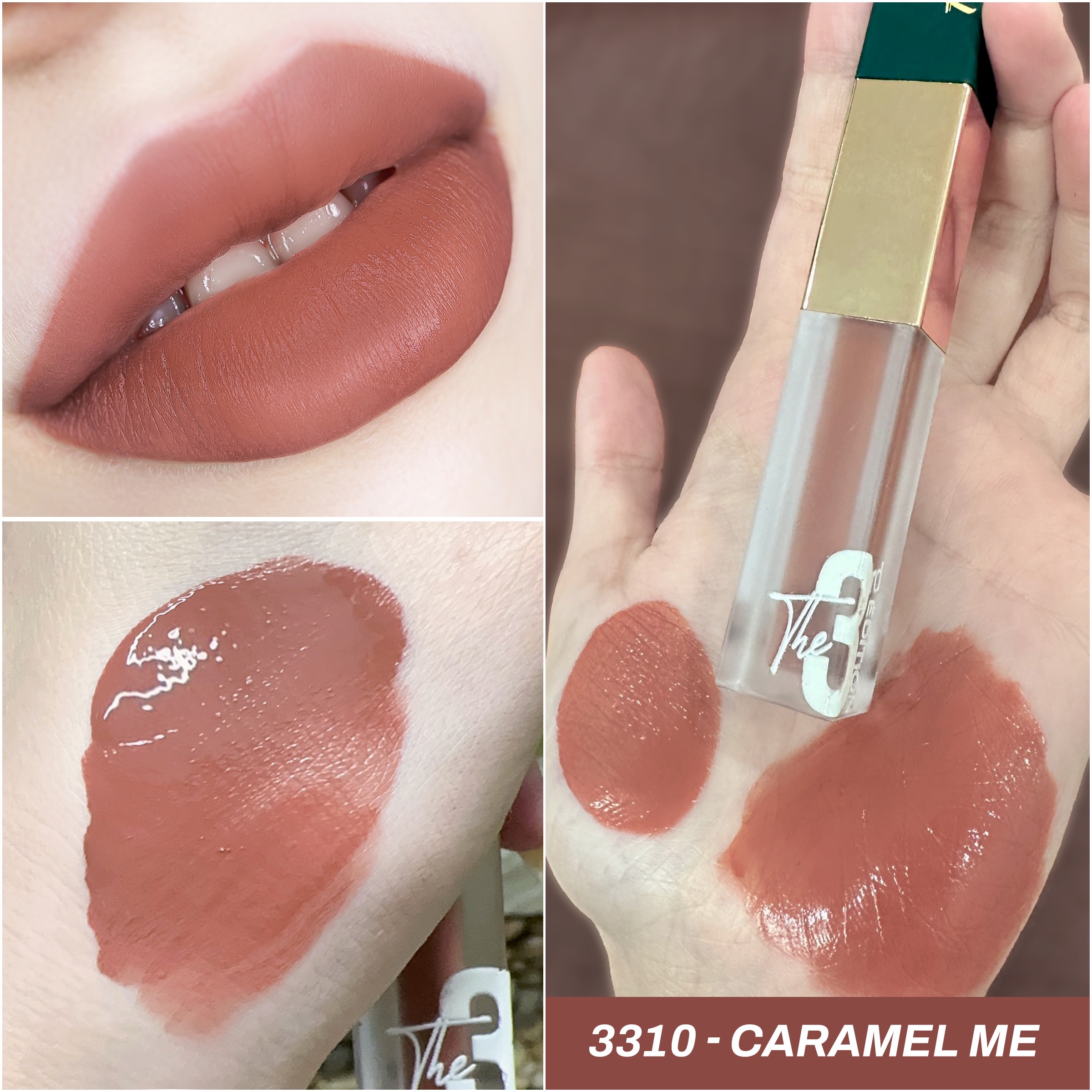 Son Kem 2 Đầu Posshe Siêu Lì Không Trôi Màu 3310 - Nâu Caramel - Mua 2 Cây Tặng Sáp Dưỡng Và Sáp Tẩy Trang Posshe