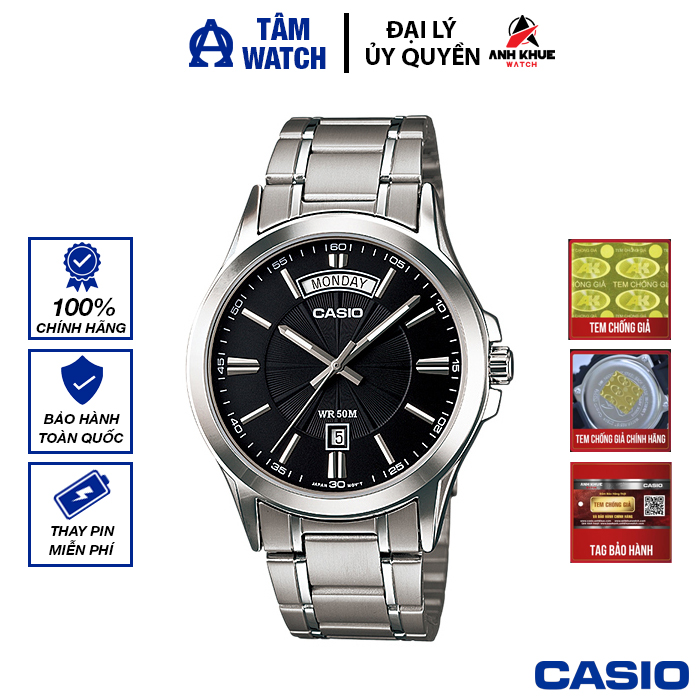 Đồng hồ nam dây kim loại casio standard chính hãng anh khuê mtp-1381d-1avdf