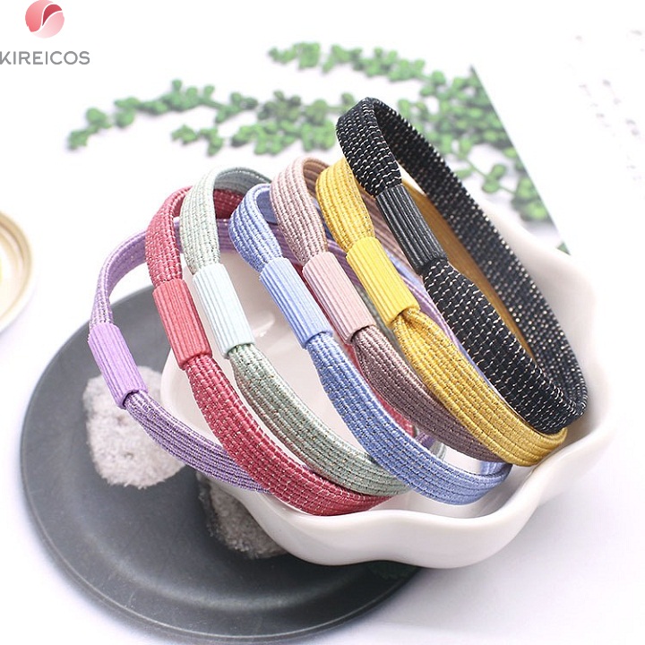 Set 7 dây cột tóc trơn kim tuyến nhiều màu - kireicos