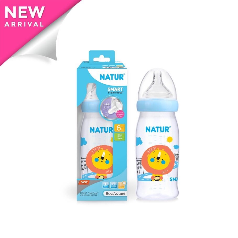 💭💕 Bình sữa thông minh cổ rộng Nature PP Thailand _ 5 oz _ 270ml với núm nhiều tia chống sặc