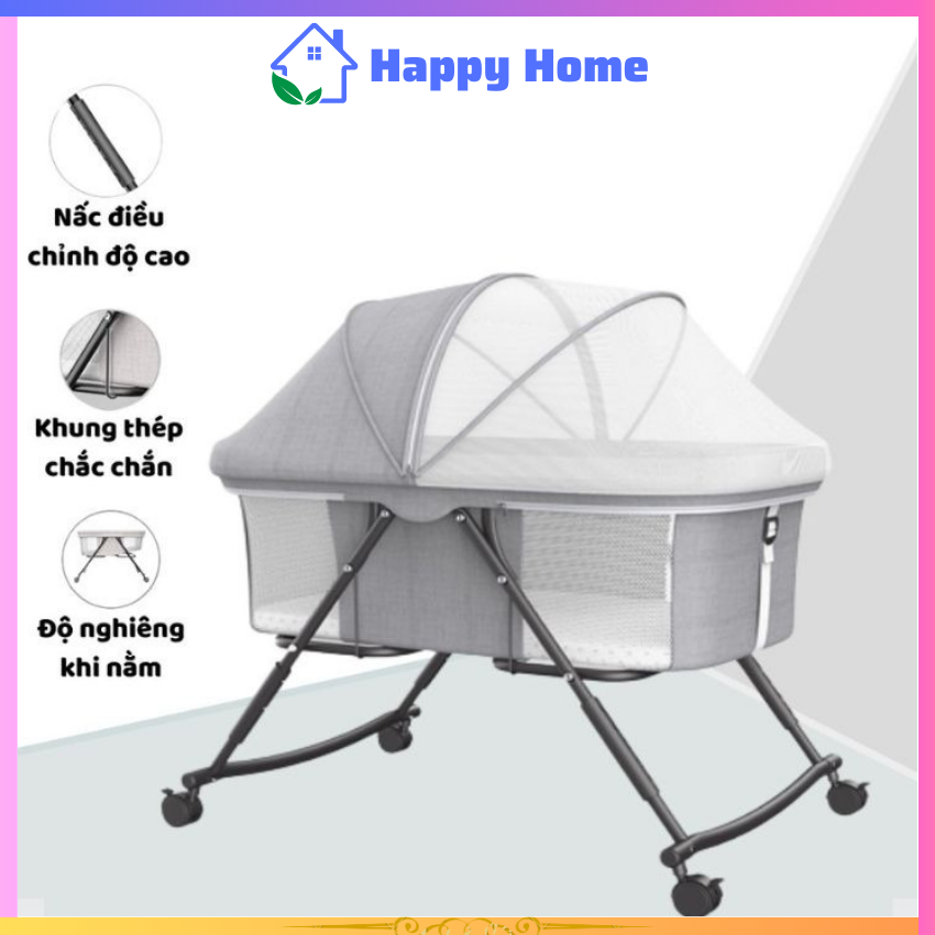 Nôi cho bé , nôi em bé siêu nhẹ, gấp gọn từ sơ sinh đến 2 tuổi , nôi cũi cho bé - happy home
