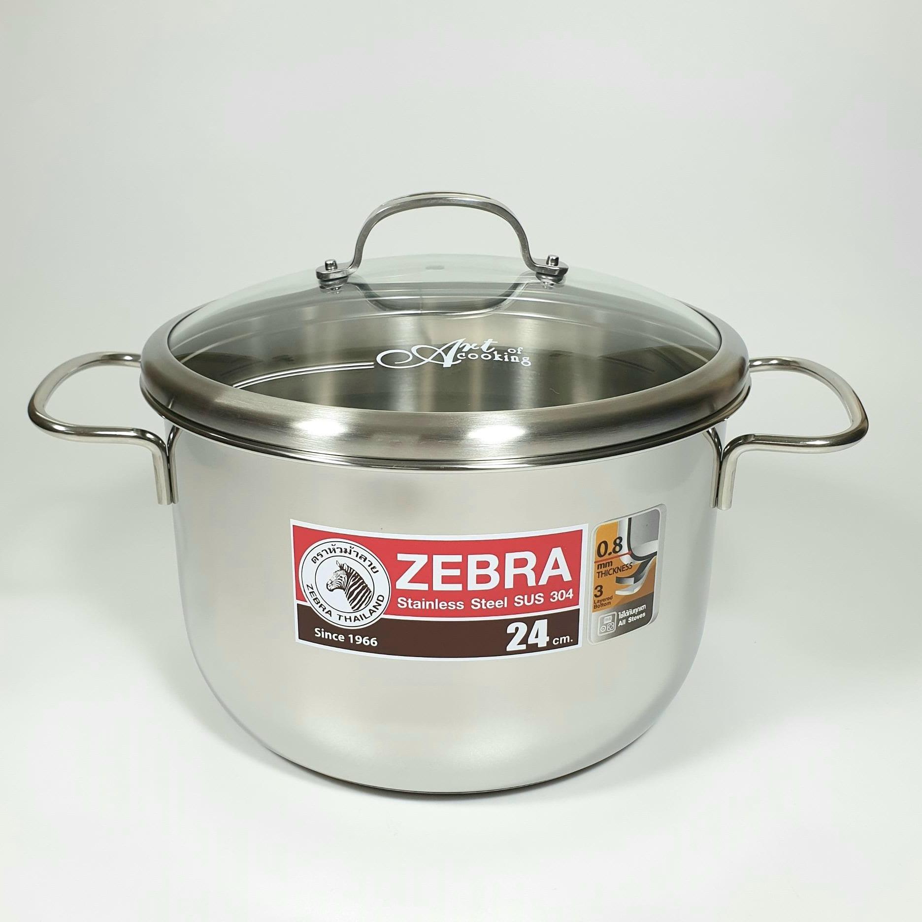 [HCM]Nồi Zebra 3 đáy 24cm -Nắp vung kính -162298