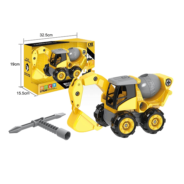 Đồ chơi STEM CXL - Xe xúc đất và trộn bê tông liên hợp CXL600-11J