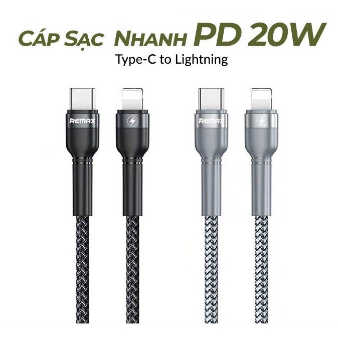 Cáp Sạc Nhanh Cho IPHONE 20W Remax RC-171 - Chuẩn PD Type C to Lightning - Sử Dụng Chip E-marker, Chống Sạc Quá Tải, Chống Gãy