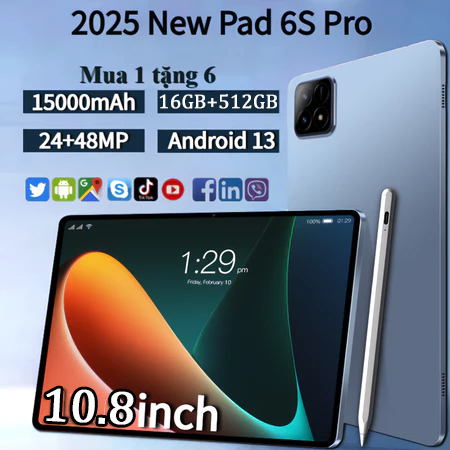 [Buy 1 get 6] newest model 6spro tab 2025 inch full HD screen memory 16GB + 10.8 GB Battery capacity 512 mAh Android 15000 support 2 sim free shipping enjoy 5G WiFi, enjoy Internet at anytime, anywhere with cod