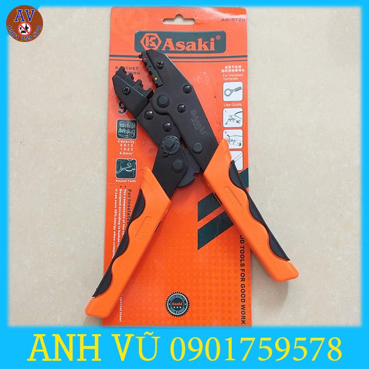 Kìm bấm cos tròn bọc nhựa Asaki AK-9120 0.5 - 6.0mm2 - Kềm bấm cốt tròn bọc nhựa, Kìm bấm đầu cosse Asaki (Kìm bấm đầu cote Asaki)
