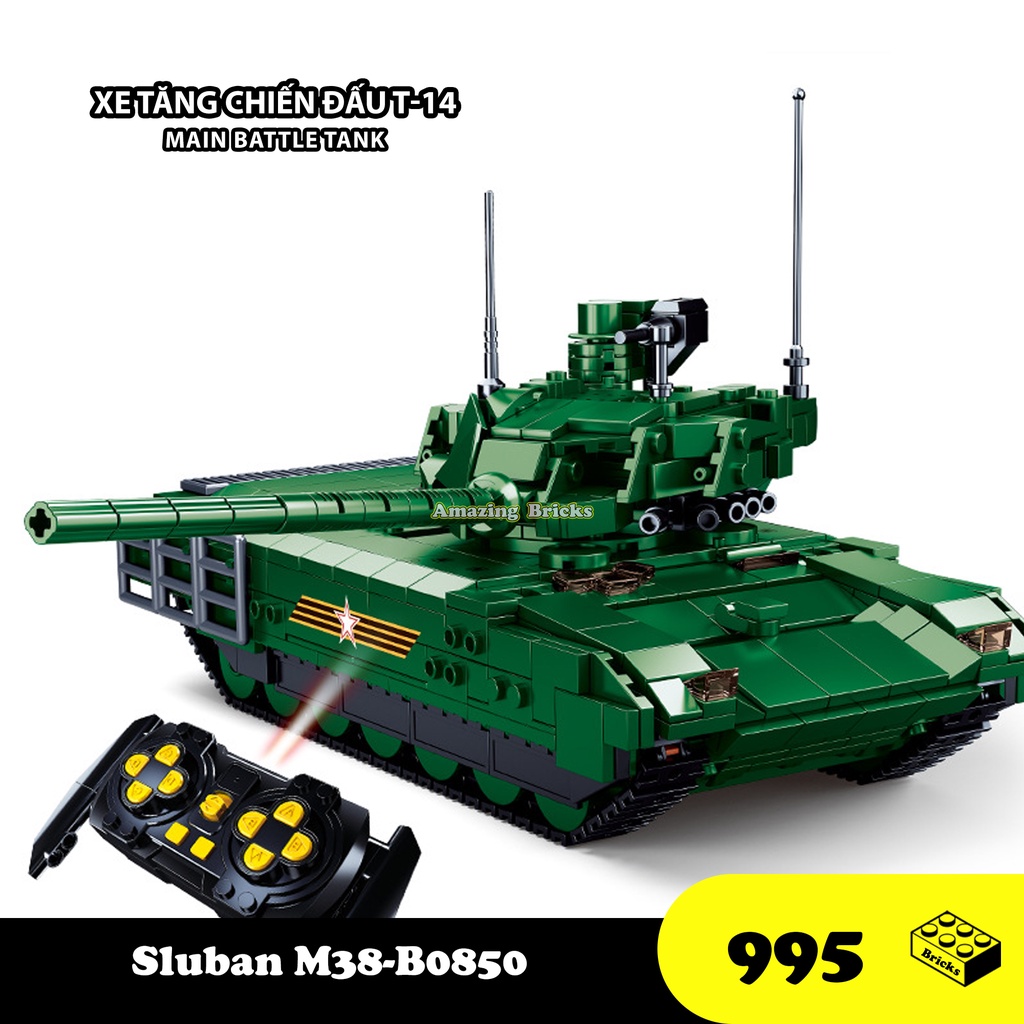 Đồ chơi lắp xe tăng amatar t-14, sluban b0850 xếp hình thông minh, mô hình xe tăng 995 mảnh ghép