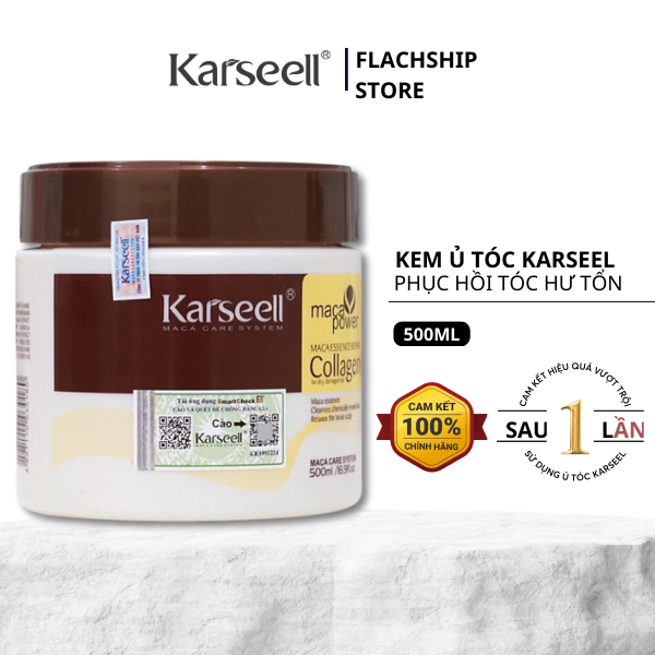 Kem ủ tóc phục hồi siêu mượt Collagen KARSEELL Maca 500ml, tóc đẹp chuẩn salon