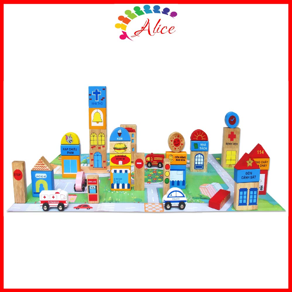 Mô hình thành phố tương lai - Đồ chơi gỗ thông minh Winwintoys cho bé