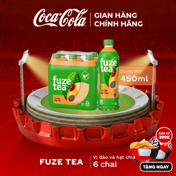 [SIÊU SALE ] Lốc 6 Chai Trà Đào Và Hạt Chia Fuze Tea 450ml/Chai Sale 25.06 Coca-Cola Chính Hãng_LD