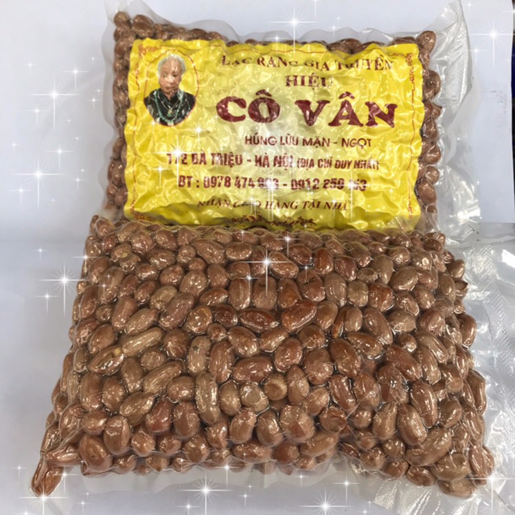 Lạc trắng rang húng lìu chính hiệu Cô Vân, thơm giòn siêu ngon, đặc sản Hà Nội (gói 500 gam)