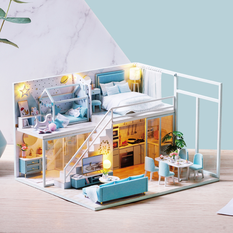 Mô hình nhà DIY Doll House Poetic Life Kèm Mica Chống bụi, Bộ dụng cụ và Keo dán