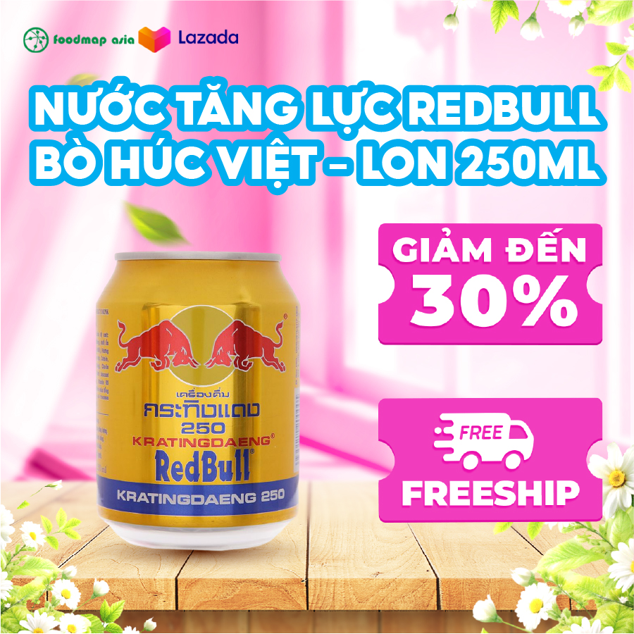  Nước Tăng Lực RedBull Bò Húc Việt - Lon 250ml - Foodmap 