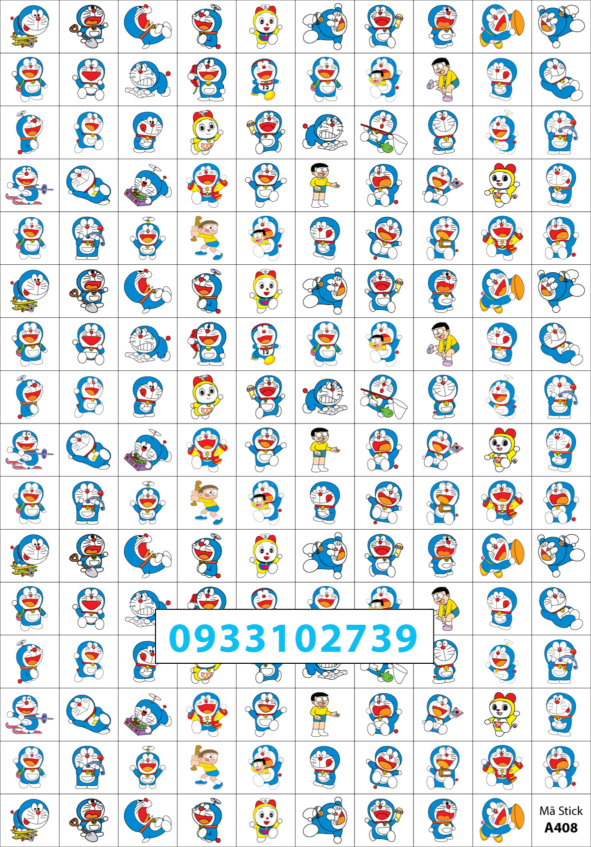 10 tờ sticker khen thưởng doremon 60k - 159 stick/ tờ - mã a408