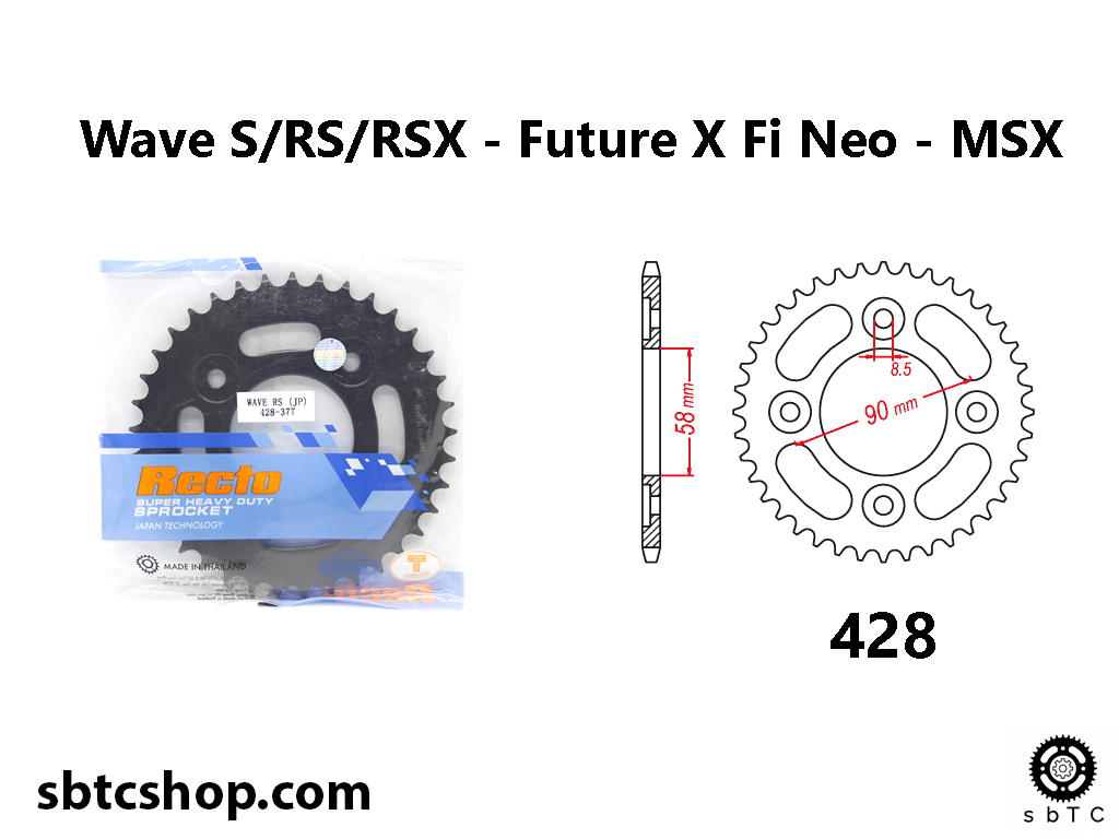 Dĩa lớn recto 37 38 40 răng cho xe wave s rs rsx future 125 x fi chính hãng