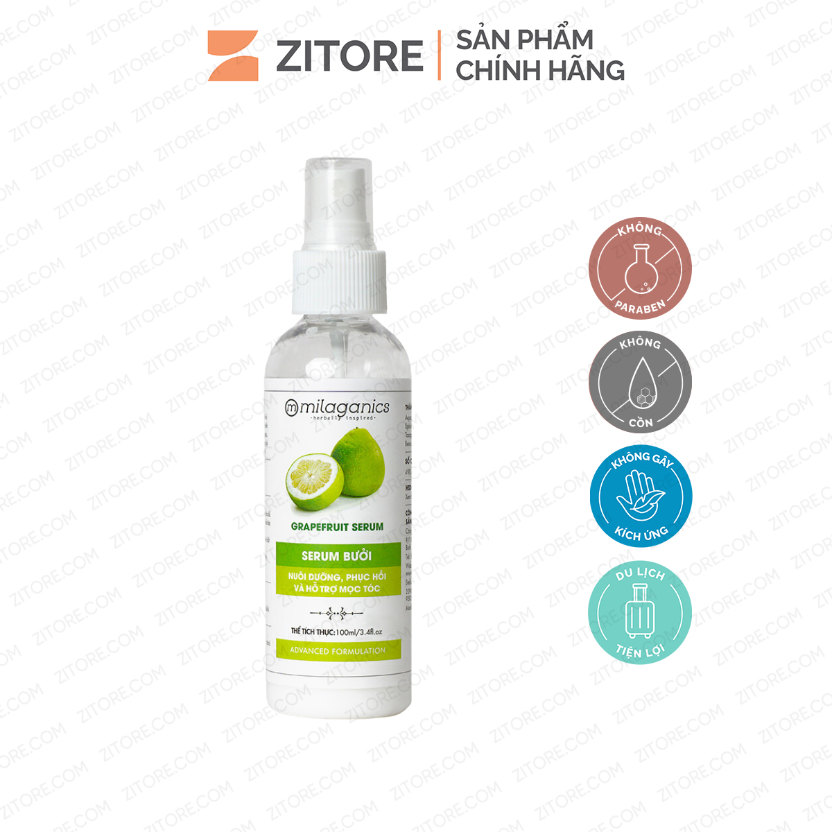 Serum kích thích mọc tóc từ bưởi milaganics 100ml - sản phẩm chính hãng tại zitore