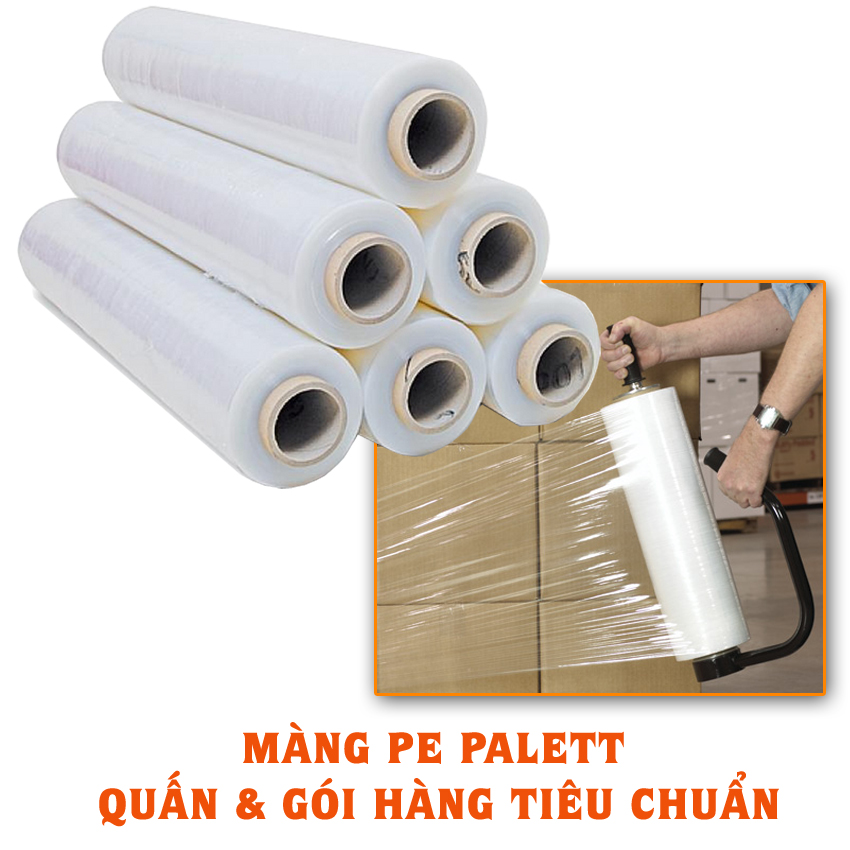 Màng co pe bọc hàng khổ 50cm-3kg, màng chít, màng pallet quấn gói bảo vệ hàng hoá