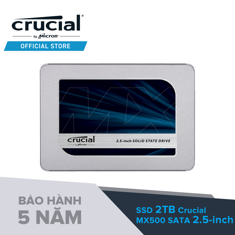 [Trả góp 0%]Ổ Cứng Crucial MX500 2TB 3D NAND SATA 2.5 inch 7mm (with 9.5mm adapter) Internal SSD - Hàng Chính Hãng Bảo Hành 5 năm