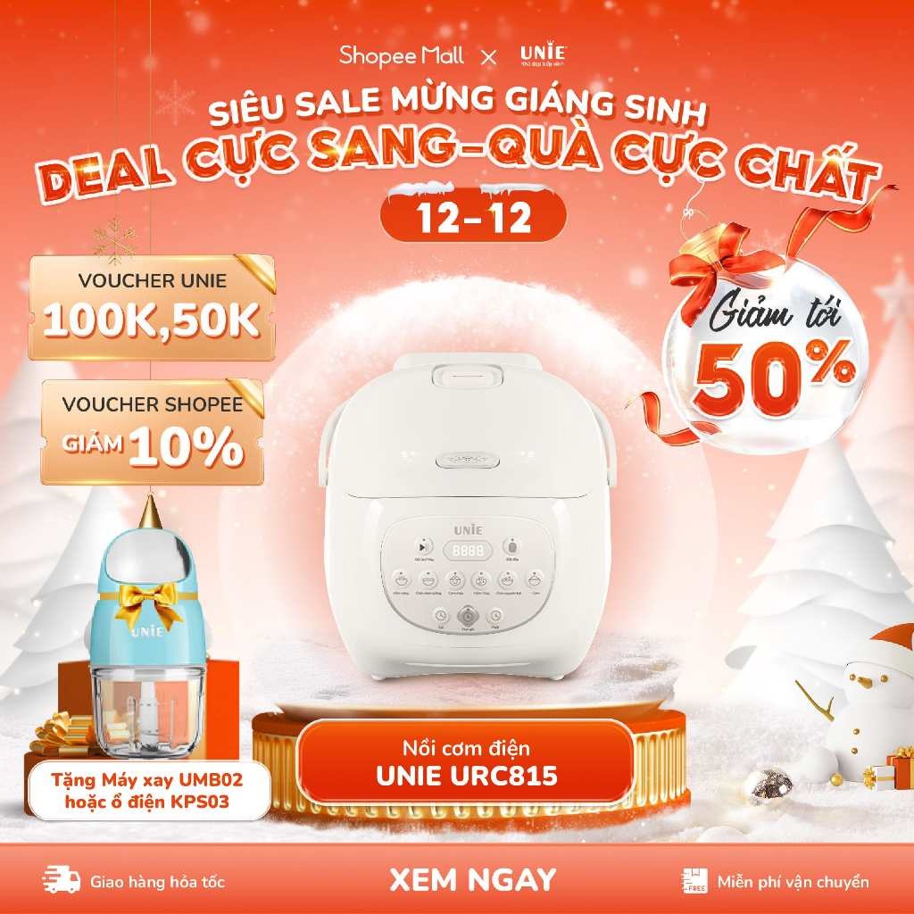 (Kèm quà 490k) Nồi Cơm Điện Unie URC815, dung tích 1.5l, lòng gốm Ceramic, 6 chế độ cài đặt sẵn, BH 12T