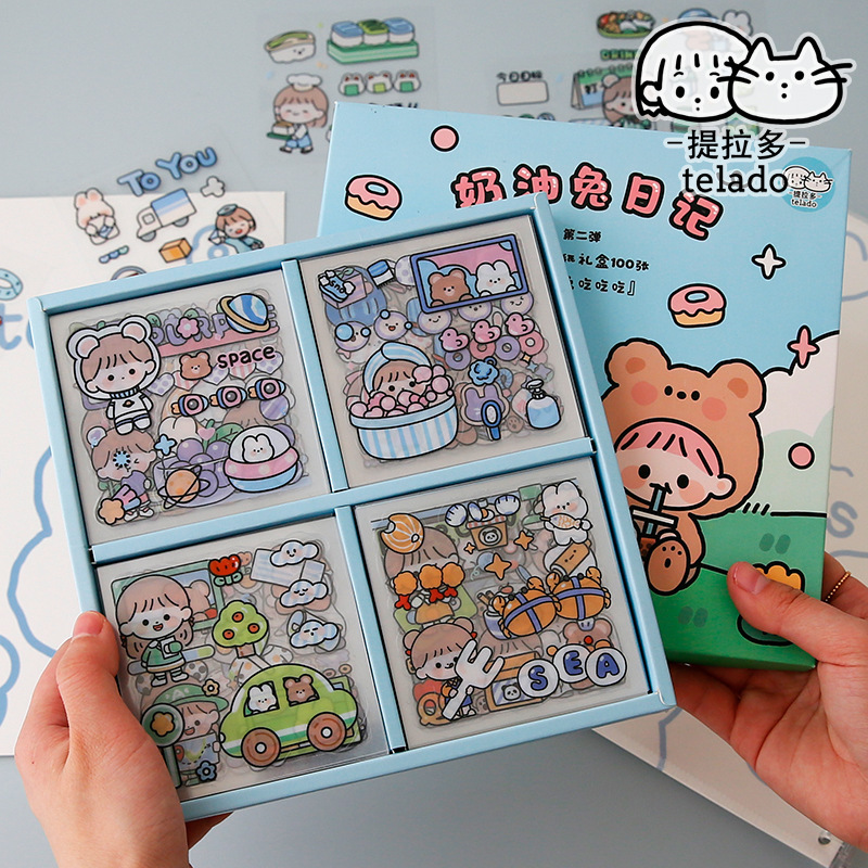 Set 20 Miếng Dán Hộp 100 Sticker hoạt hình dễ thương chống thấm nước {CÓ SẴN} Trang Trí Nhật Ký, Ốp Điện Thoại