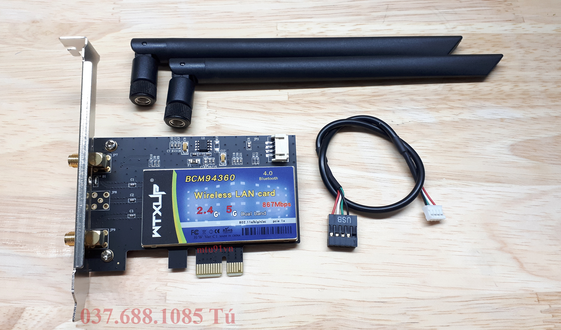 Card WiFi Cho PC Broadcom BCM94360 + Bluetooth 4.1 Chuẩn AC Dualband Hỗ Trợ MacOS