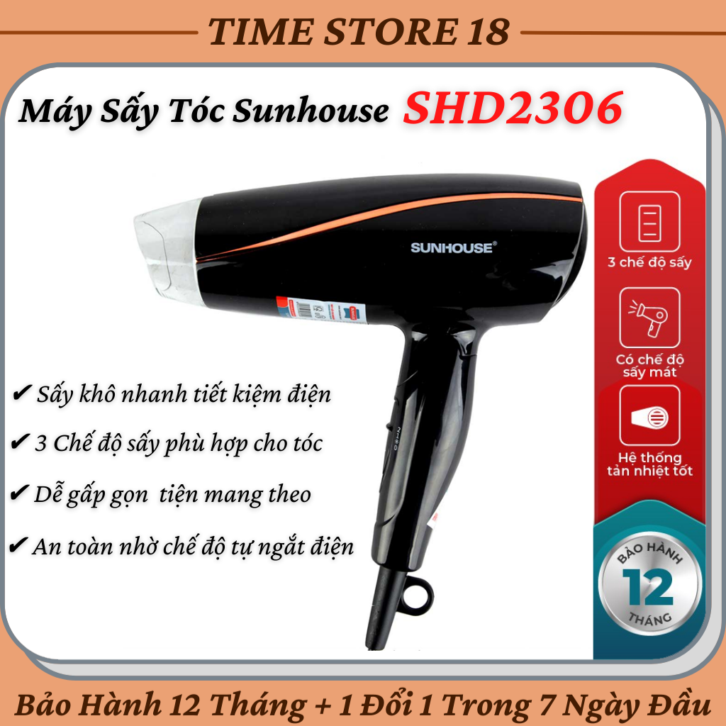 Máy Sấy Tóc 2 Chiều Sunhouse SHD2306 - Máy Sấy Tóc Đa Năng Công Suất Lớn 1200W Làm Khô Nhanh Cùng Với 3 Chế Độ Gió Thay Đổi Dễ Tạo Kiểu Và Sử Dụng