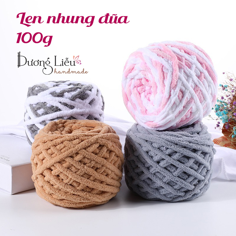 Len nhung đũa, len bông sữa sợi to mềm mịn cỡ sợi 6mm cuộn 100g