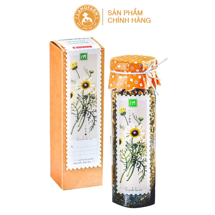 L'angfarm Trà sencha hoa cúc, 82g, hộp, mẫu stamp, Matchi Matcha, Đặc sản Đà Lạt