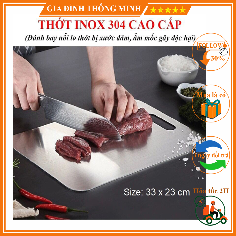 Thớt Inox SUS 304-Thớt Rã Đông–Thớt Kháng Khuẩn, Chống Ẩm Mốc, Rỉ Sét Hàng Cao Cấp Tiên Lợi An Toàn