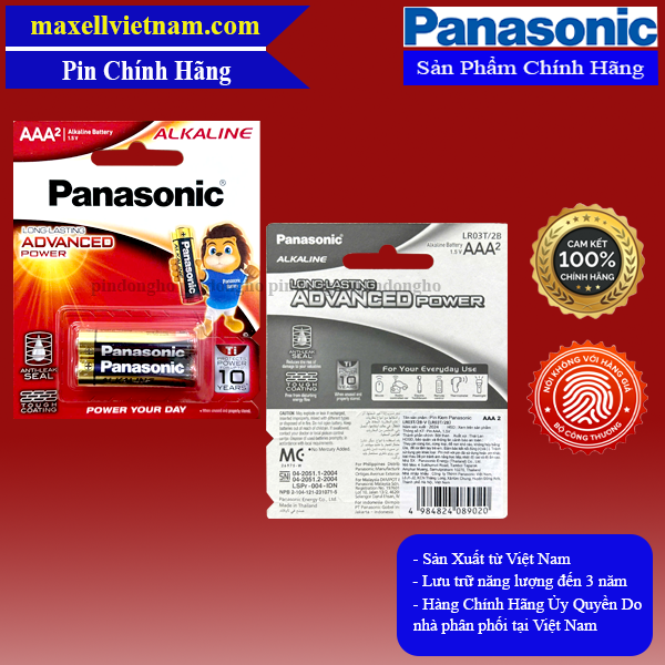 Pin panasonic aaa lr03t 2b hộp 12 vỉ 24 viên made in thái lan