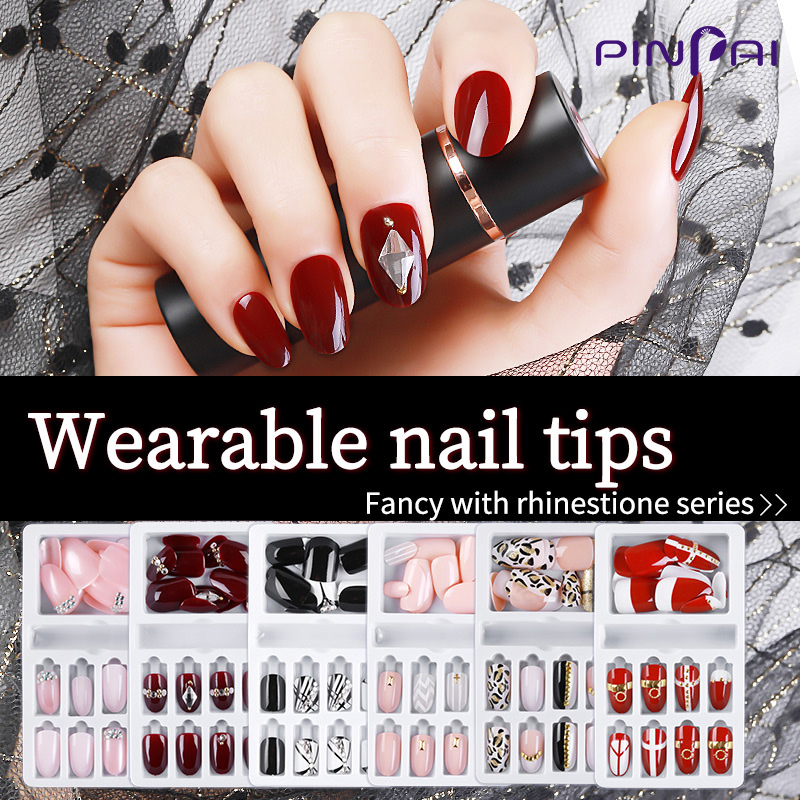 PINPAI 24 piece box with sticker Beautiful fake nails kit for Press On
