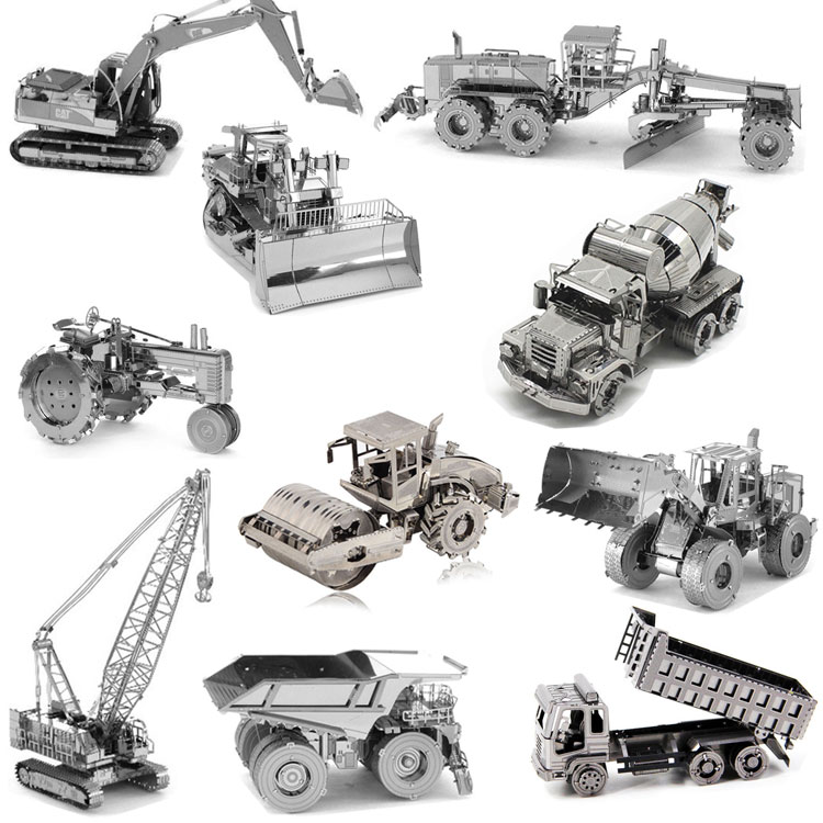 Mô hình 3D bằng thép tự ráp Xe xây dựng