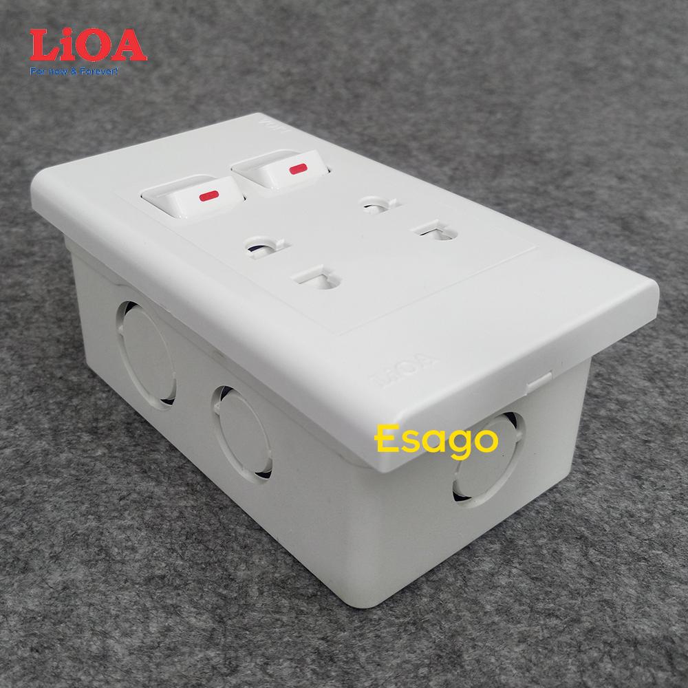 [HCM]Combo ổ cắm điện đôi 2 chấu 16A (3520W) + 2 công tắc điện LiOA Âm tường