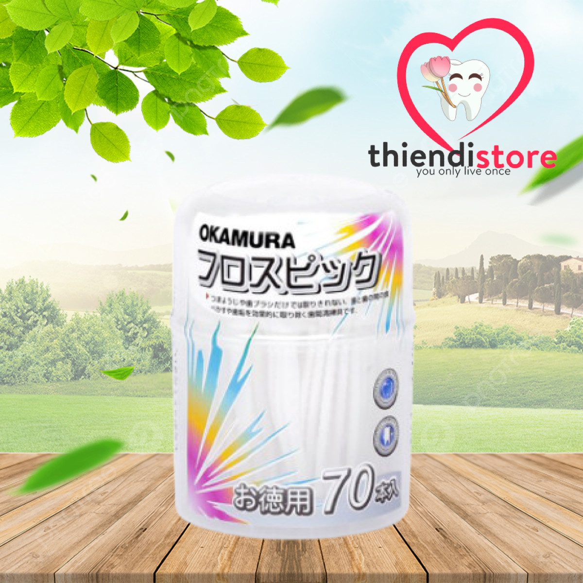 Okamura Hộp tăm chỉ kẽ răng 70P hộp 70 cây