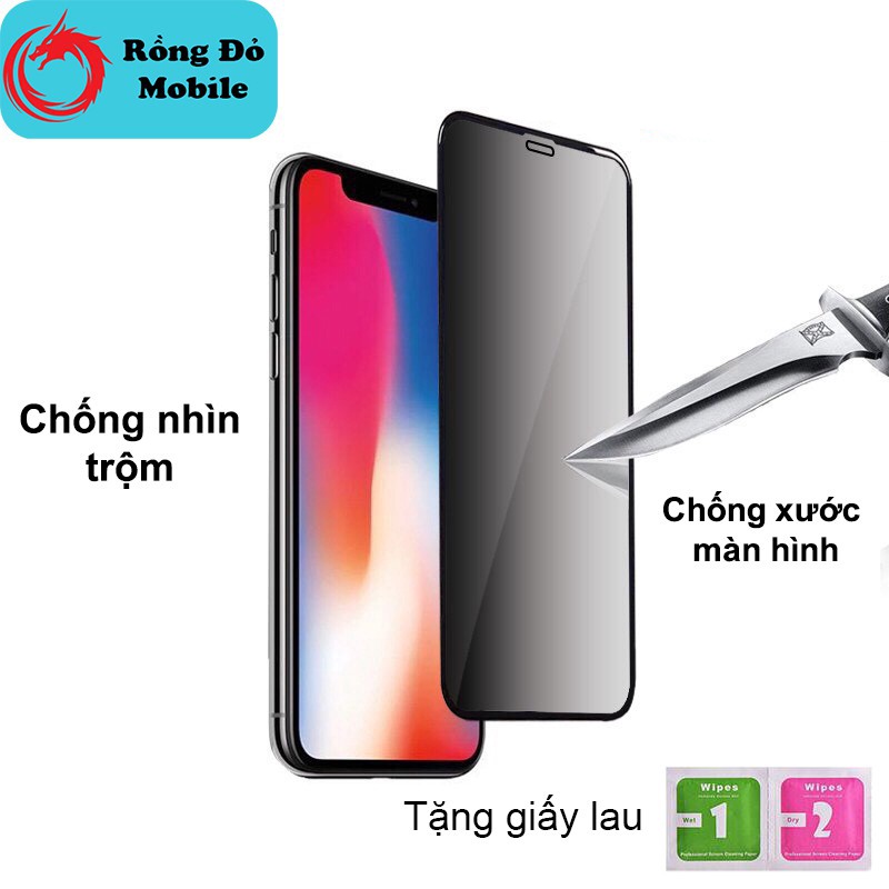 Kính Chống Nhìn Trộm iphone full màn 6/6s/6 plus/7/8/7 plus/8 plus/x/xs/xsmax/11/12/13 pro max dán tự ăn keo - Rồng Đỏ Mobile