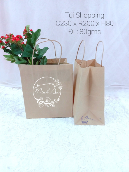 [HCM]Set 10 Túi giấy kraft có quai thân thiện với môi trường 80gms