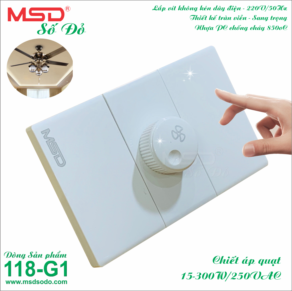 Dimmer - chiết áp quạt âm tường - 300w/250v